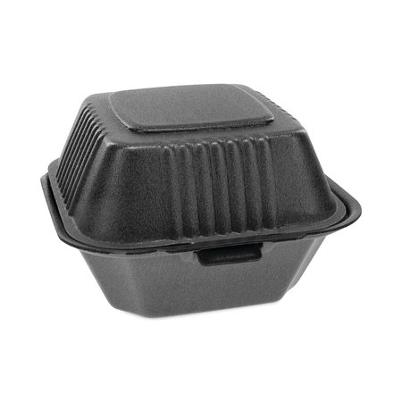Pactiv Foam Hinged Containers, Sandwich, 5.75x5.75x3.25, 1-Comp, Blk, PK504 YHLB06000000